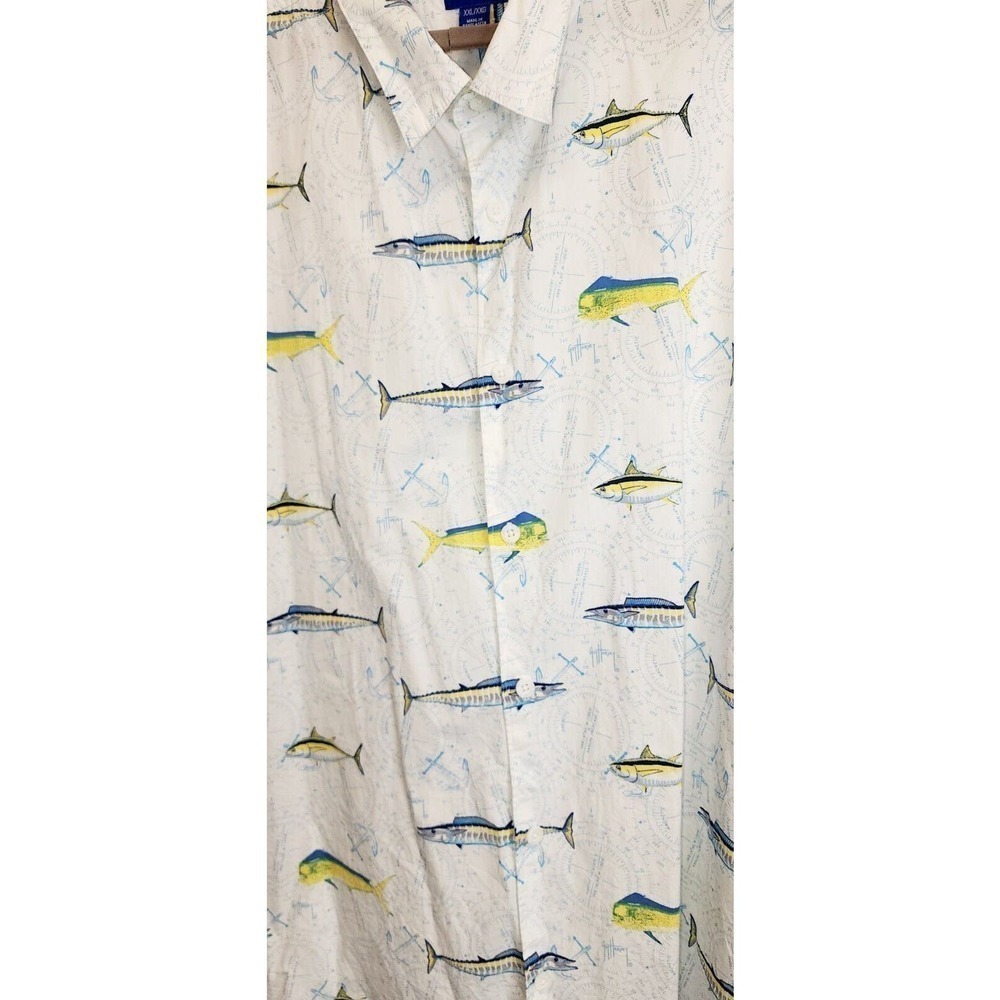 Men's Guy Harvey Button Up Short Sleeve Fish Shirt Size XXL Baggy 2XL - Picture 7 of 7